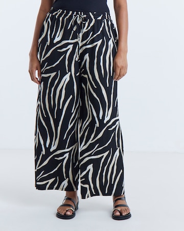 Simply Be Black Zebra Textured Waffle Wide Leg Trouser