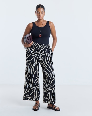 Simply Be Black Zebra Textured Waffle Wide Leg Trouser