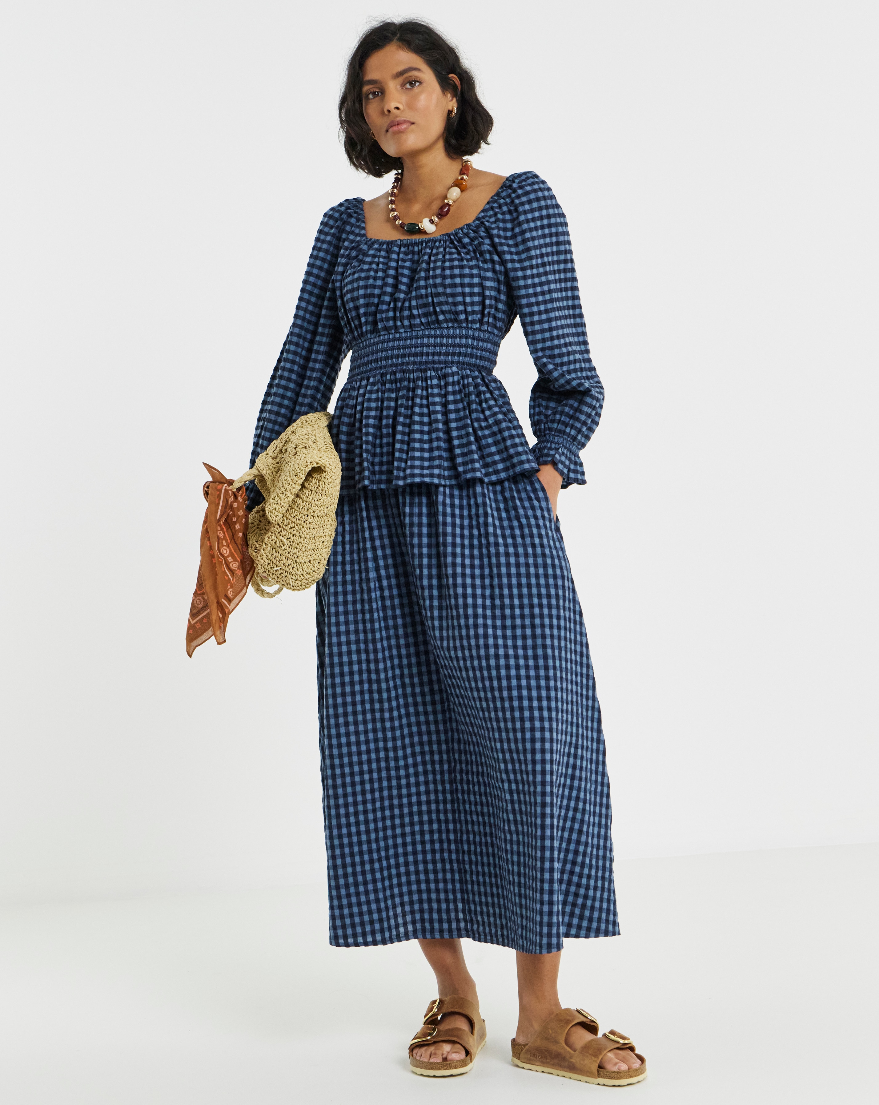 Simply Be Blue Gingham Midaxi Co-Ord Skirt