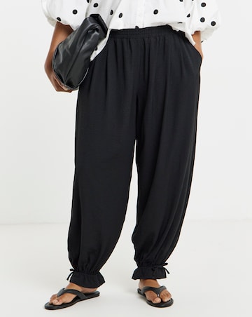 SIMPLY BE BLACK TIE CUFF DETAIL BALLOON TROUSER