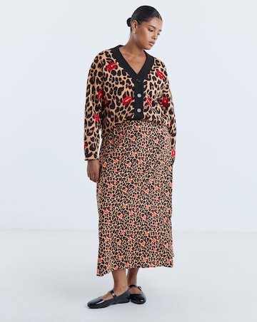 Simply Be Leopard Lipstick Print Woven Midi Skirt