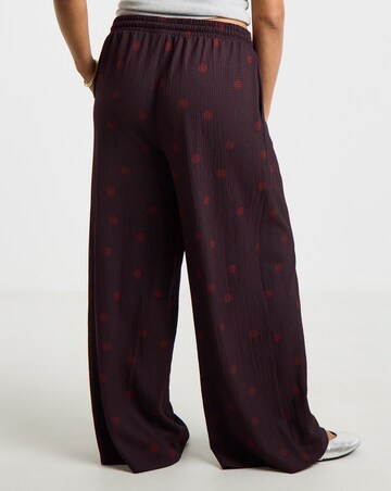 Simply Be Chocolate Spot Textured Waffle Wide Leg Trouser