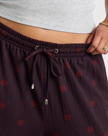 Simply Be Chocolate Spot Textured Waffle Wide Leg Trouser