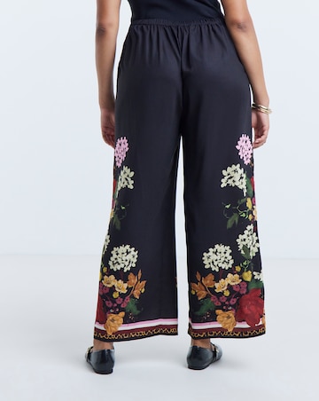 Simply Be Black Floral Wide Leg Trouser Co-ord
