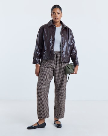 Simply Be Chocolate Check Tie Waist Barrel Trouser