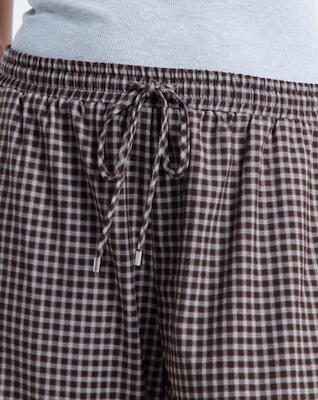 Simply Be Chocolate Check Tie Waist Barrel Trouser
