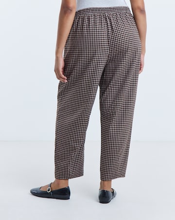 Simply Be Chocolate Check Tie Waist Barrel Trouser