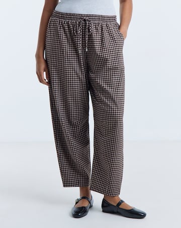 Simply Be Chocolate Check Tie Waist Barrel Trouser
