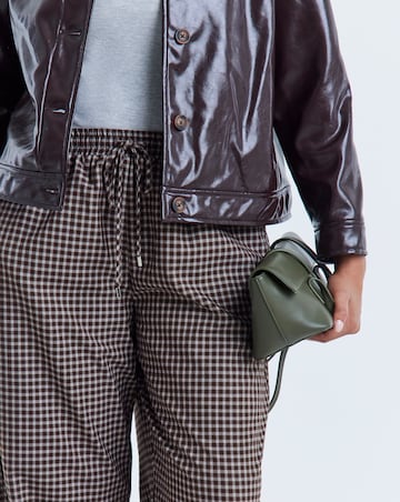 Simply Be Chocolate Check Tie Waist Barrel Trouser