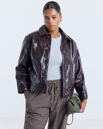 Simply Be Chocolate Check Tie Waist Barrel Trouser