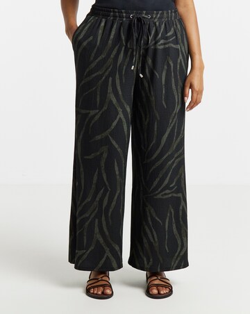 Simply Be Khaki Zebra Textured Jersey Wide Leg Trouser