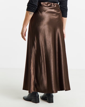 Simply Be Bitter Chocolate Satin Maxi Skirt