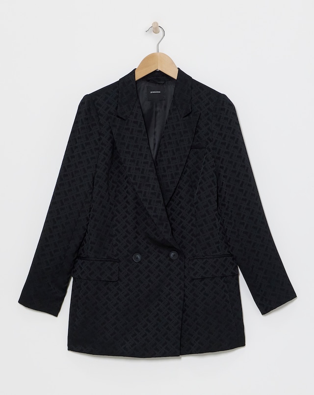 Satin Jacquard Double Breasted Blazer