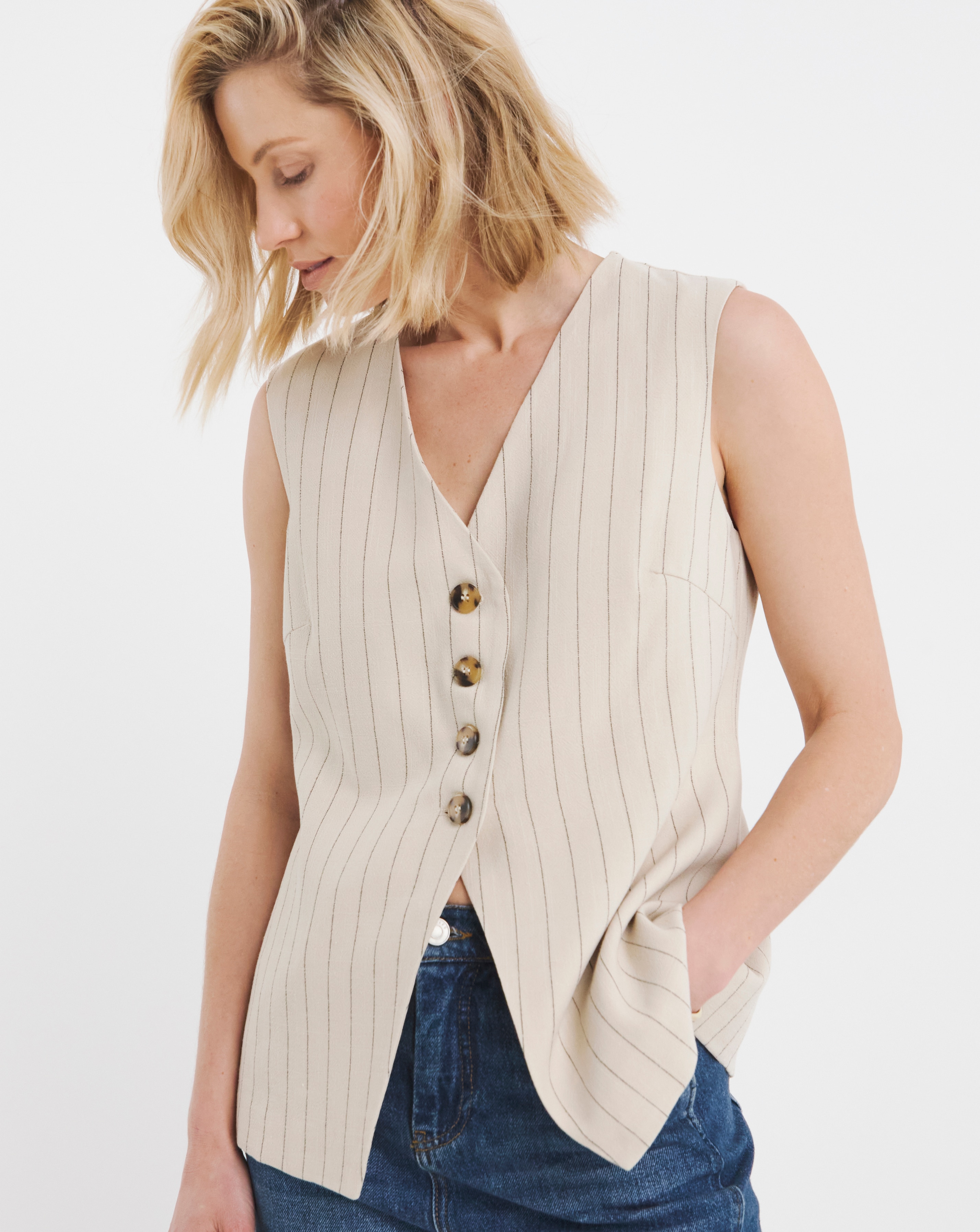 Ramie Linen Mix Waistcoat