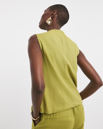 Linen Mix Tie Front Waistcoat