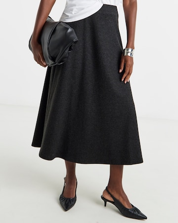 Wool Look Maxi Skirt - Dark Charcoal