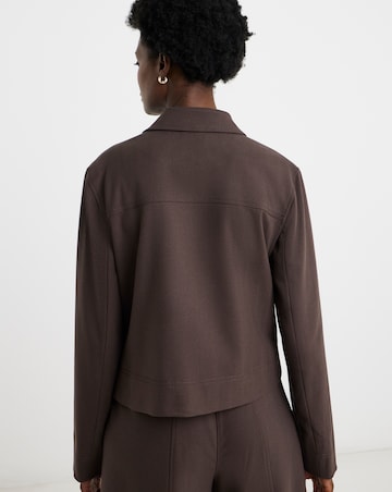 Zip Front Herringbone Jacket