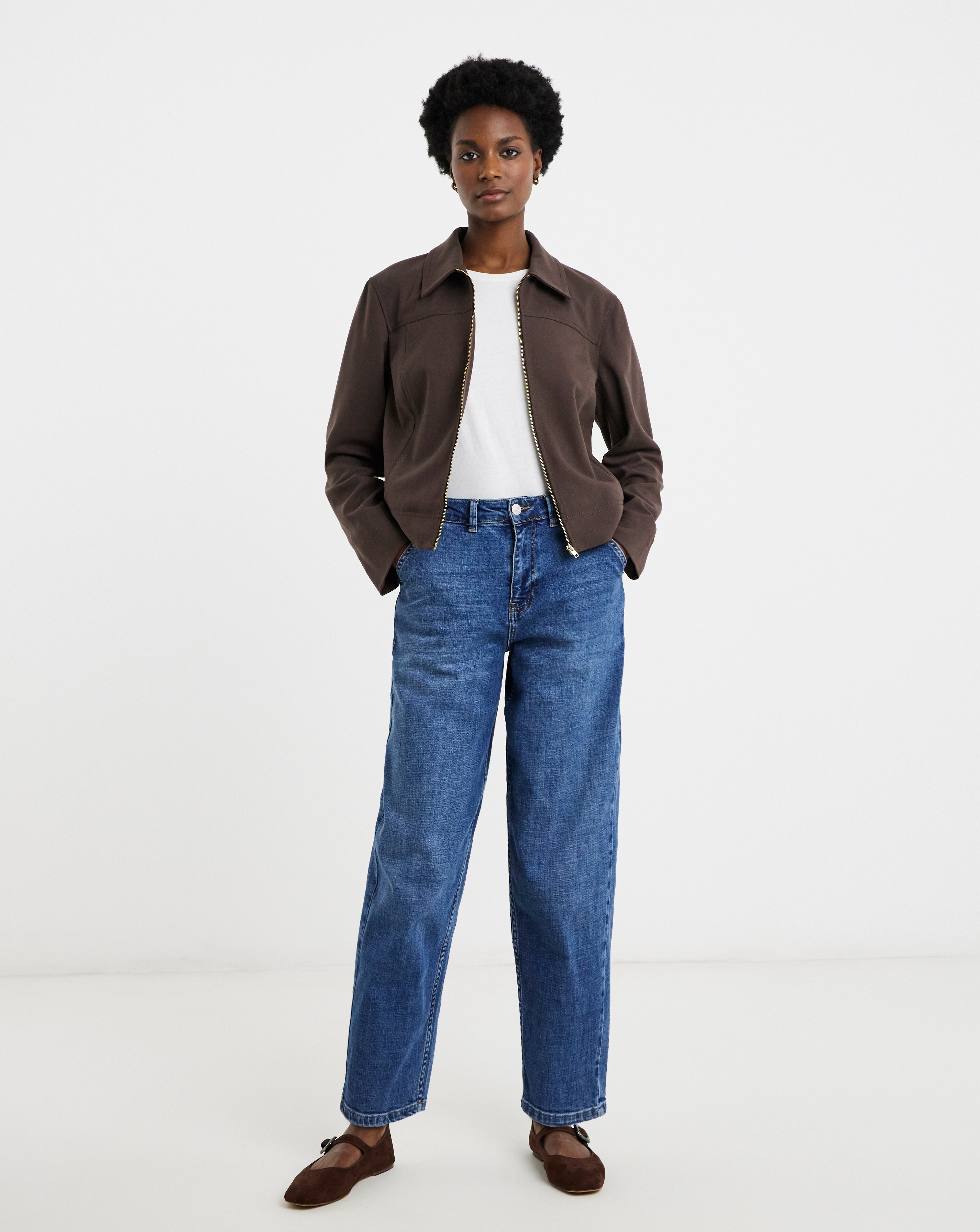 Zip Front Herringbone Jacket | JD Williams