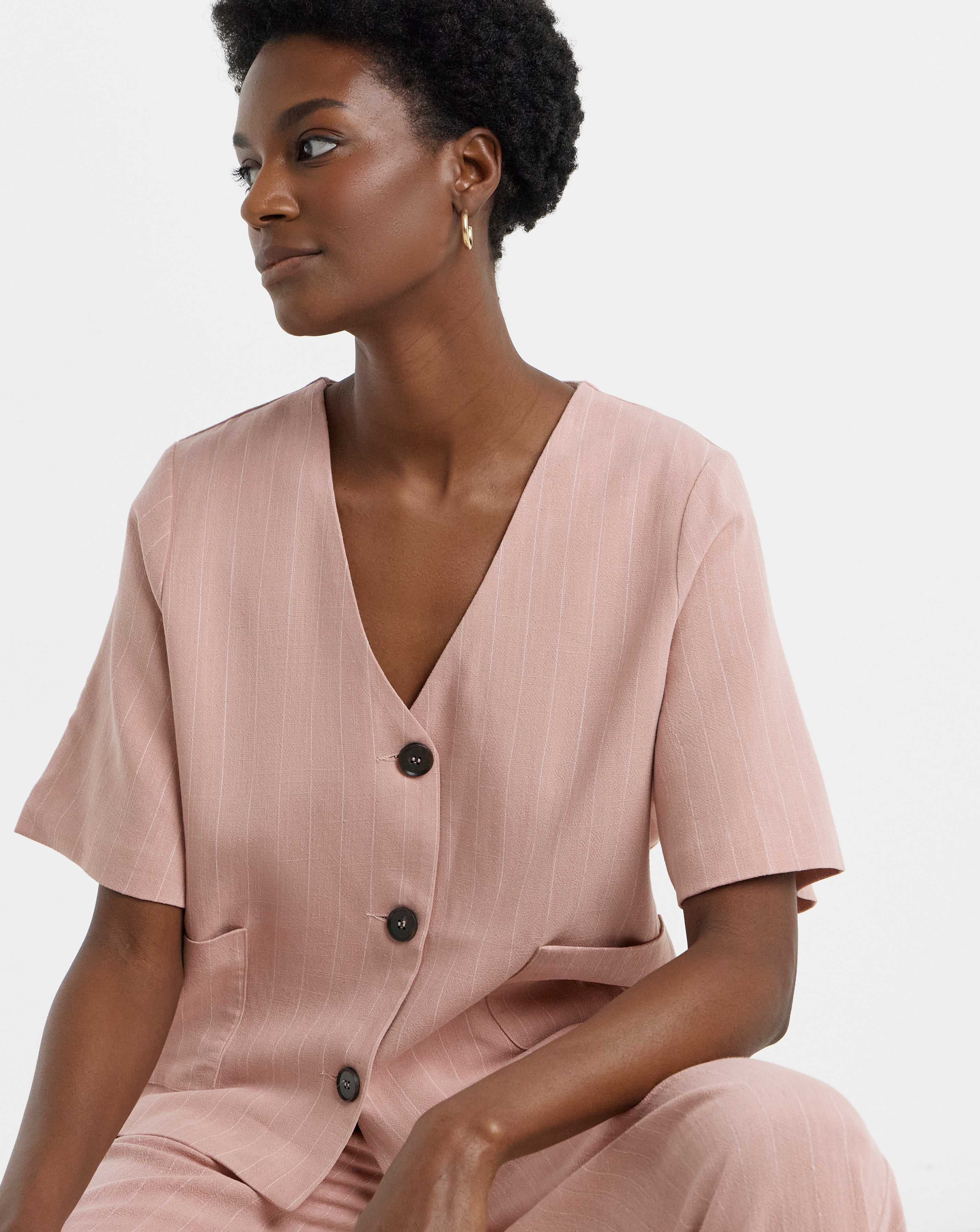 LINEN MIX STRIPE JACKET