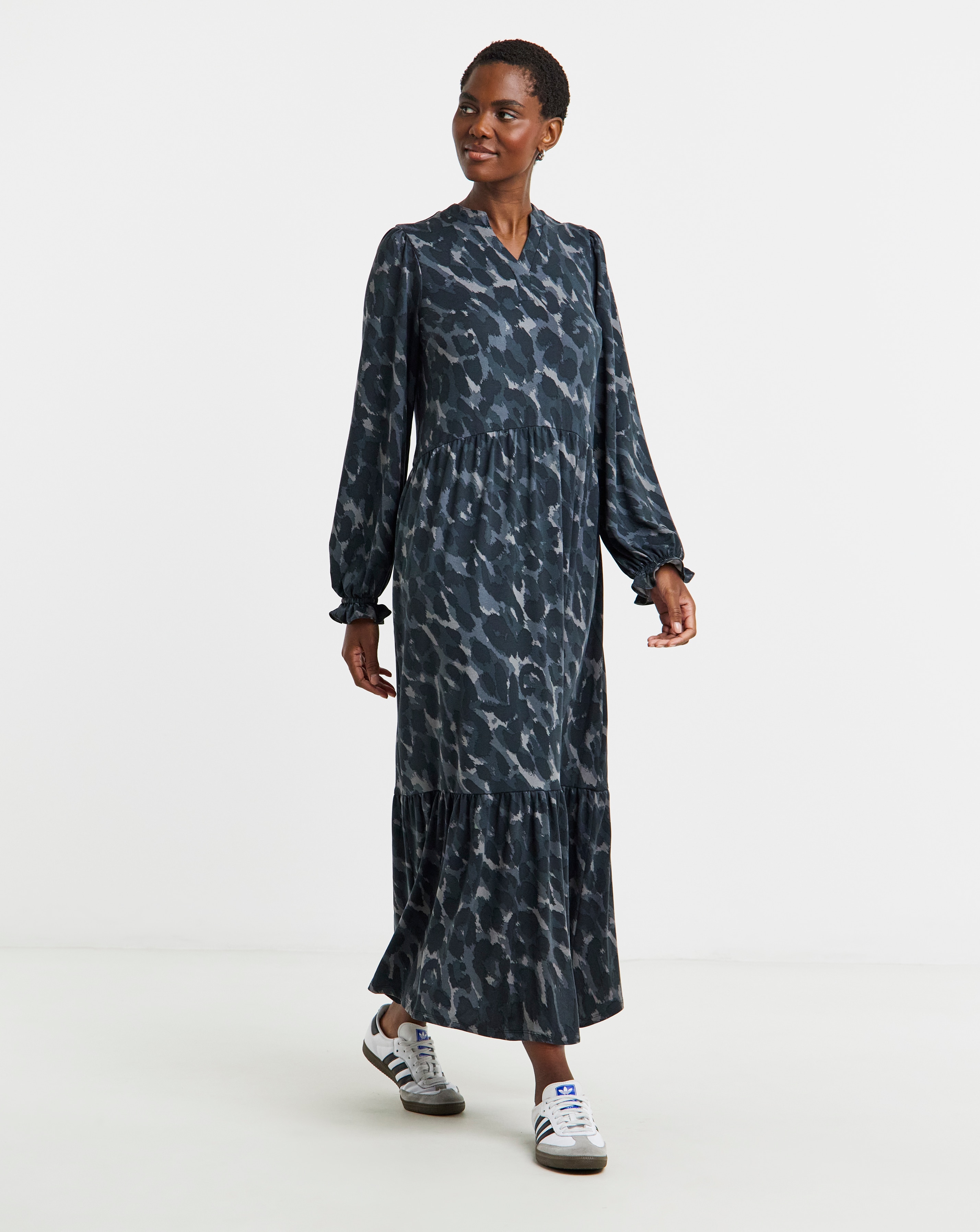 Soft Touch Long Sleeve Notch Neck Dress