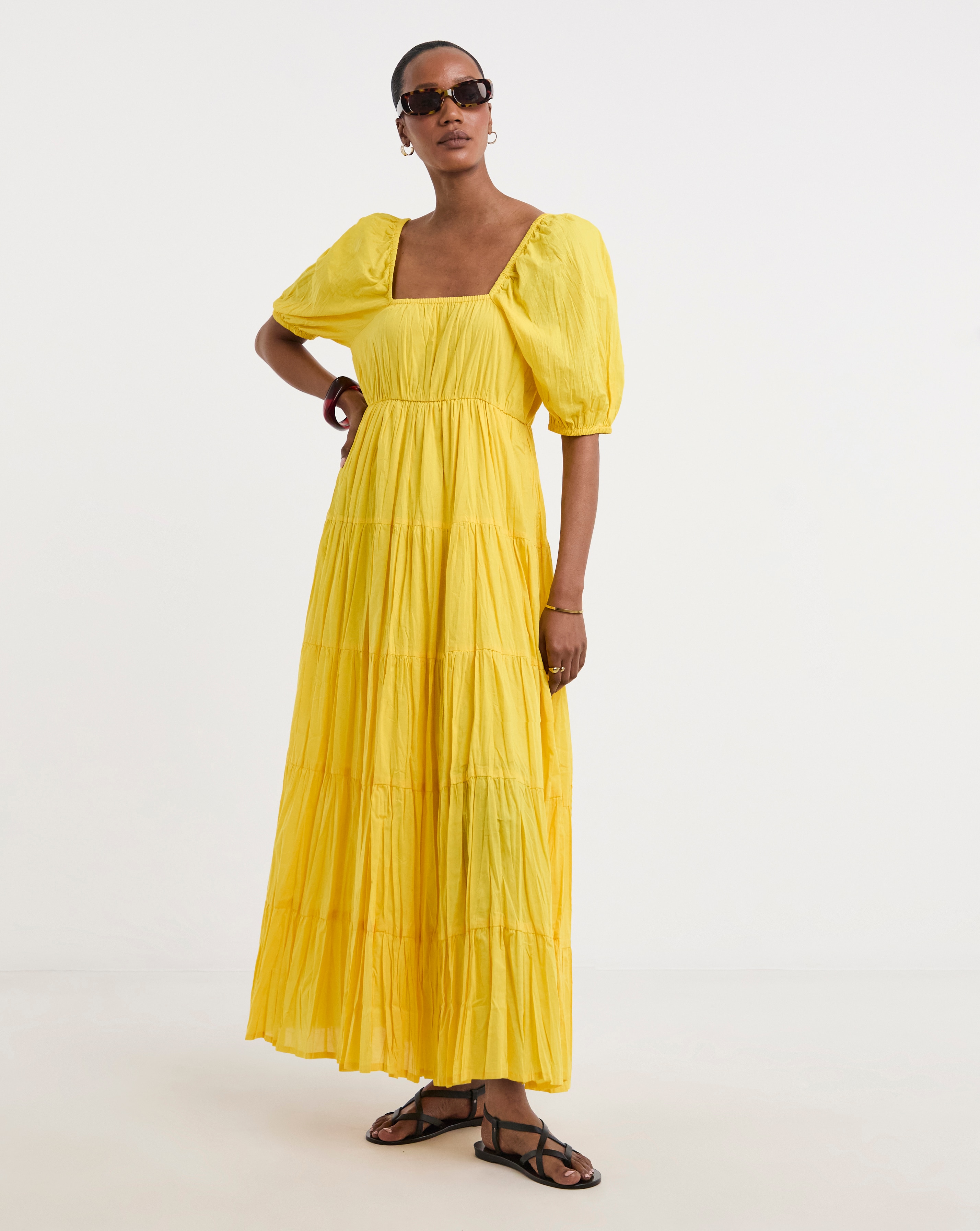 Pure Cotton Volume Maxi Smock Dress