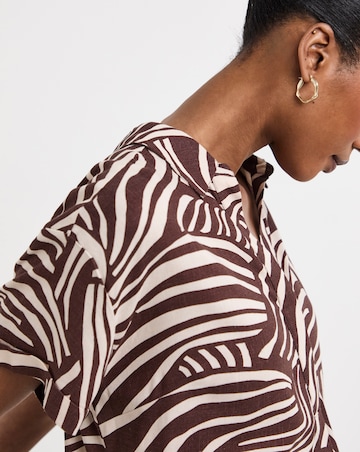 Linen Mix Collared Tunic Dress