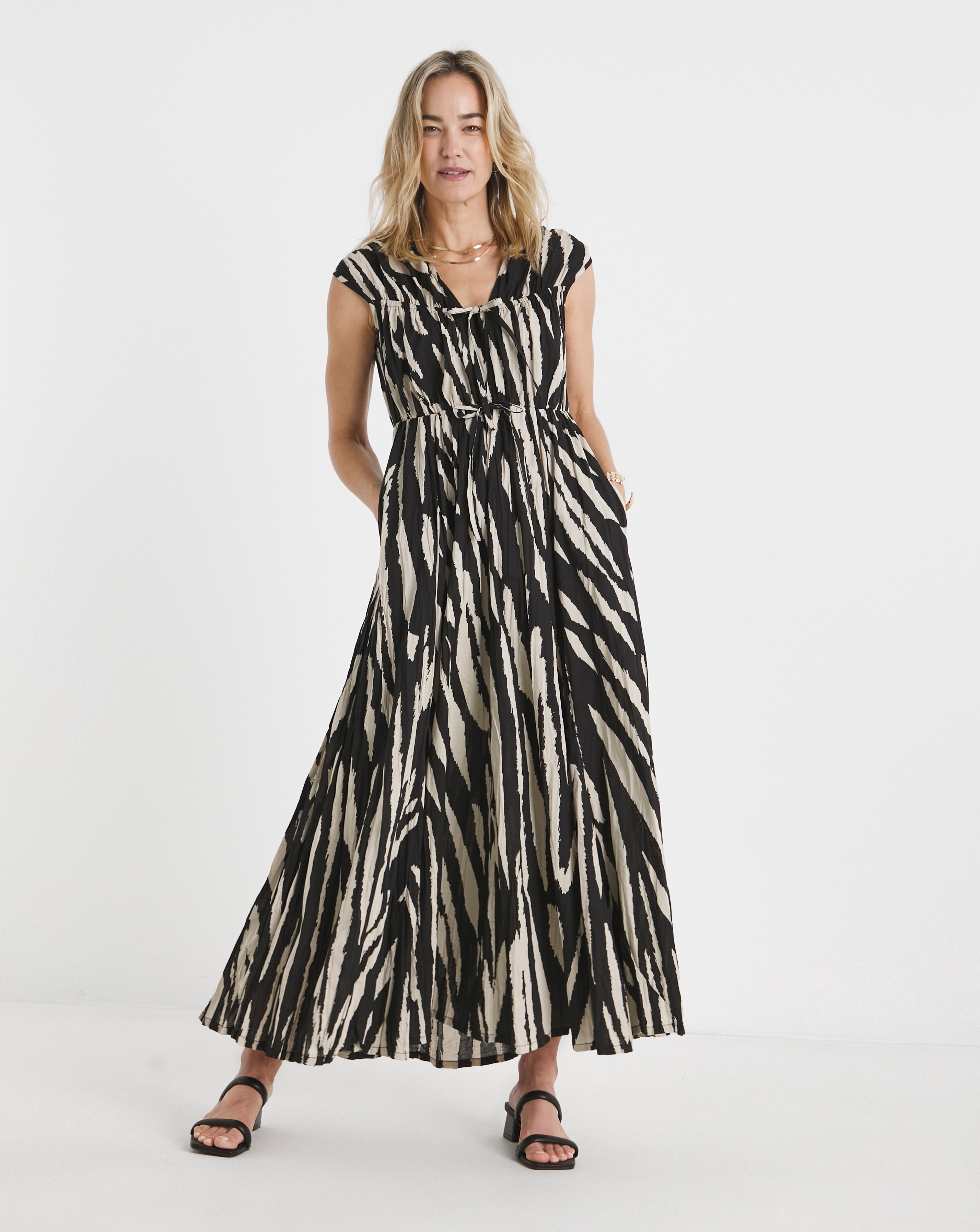 Pure Cotton Tie Front Maxi Dress