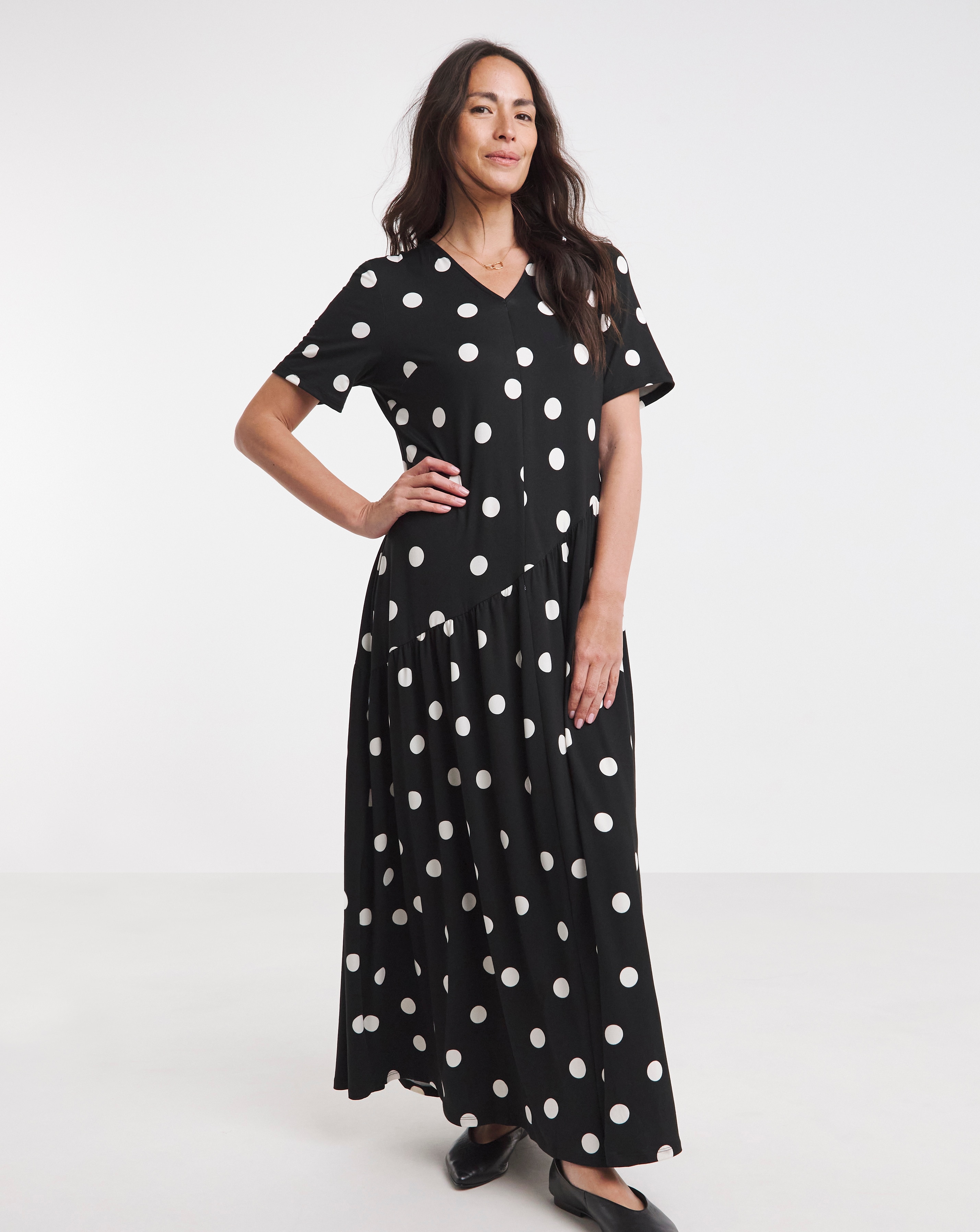 Asymmetric Seam Maxi Dress