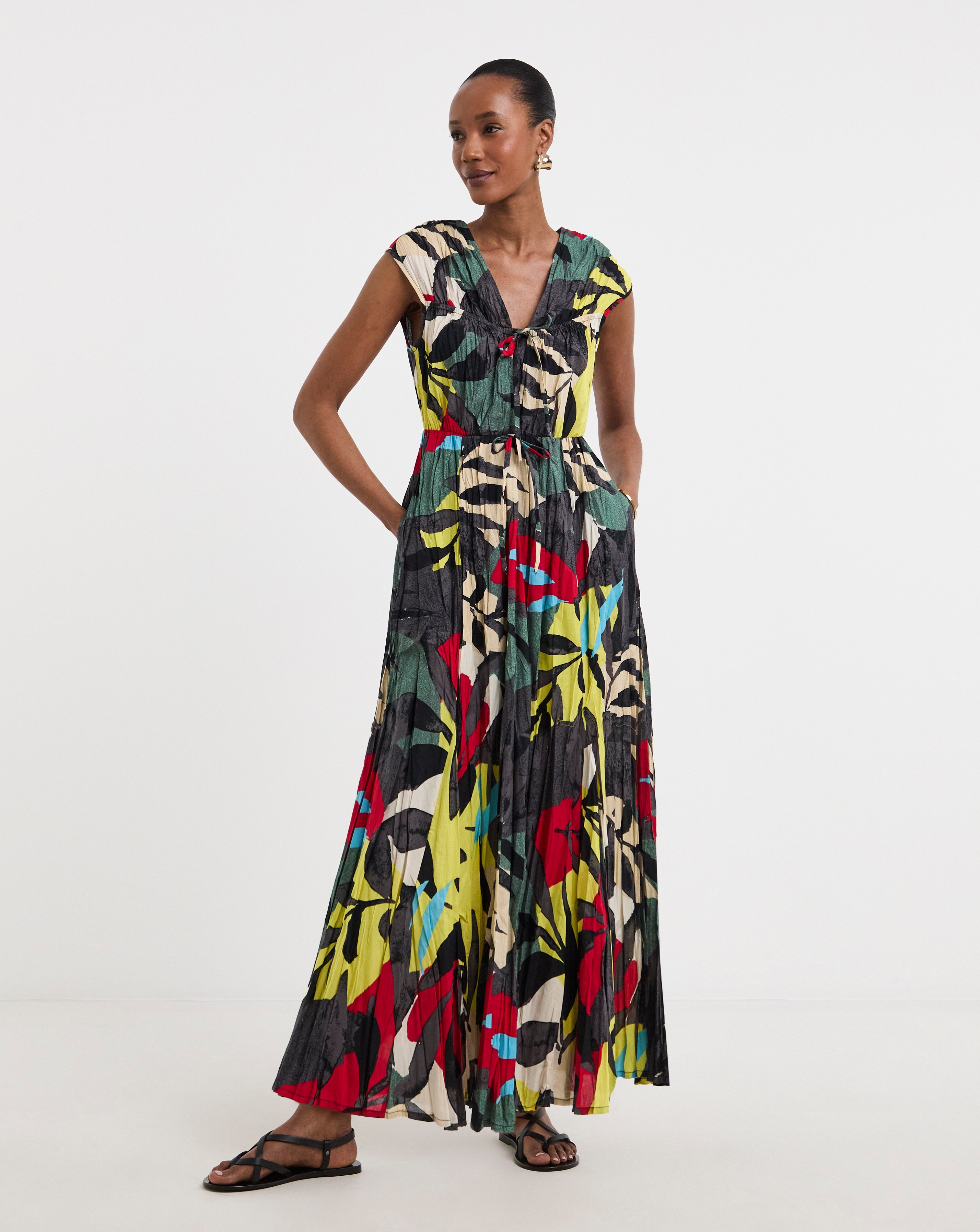 Pure Cotton Tie Front Maxi Dress