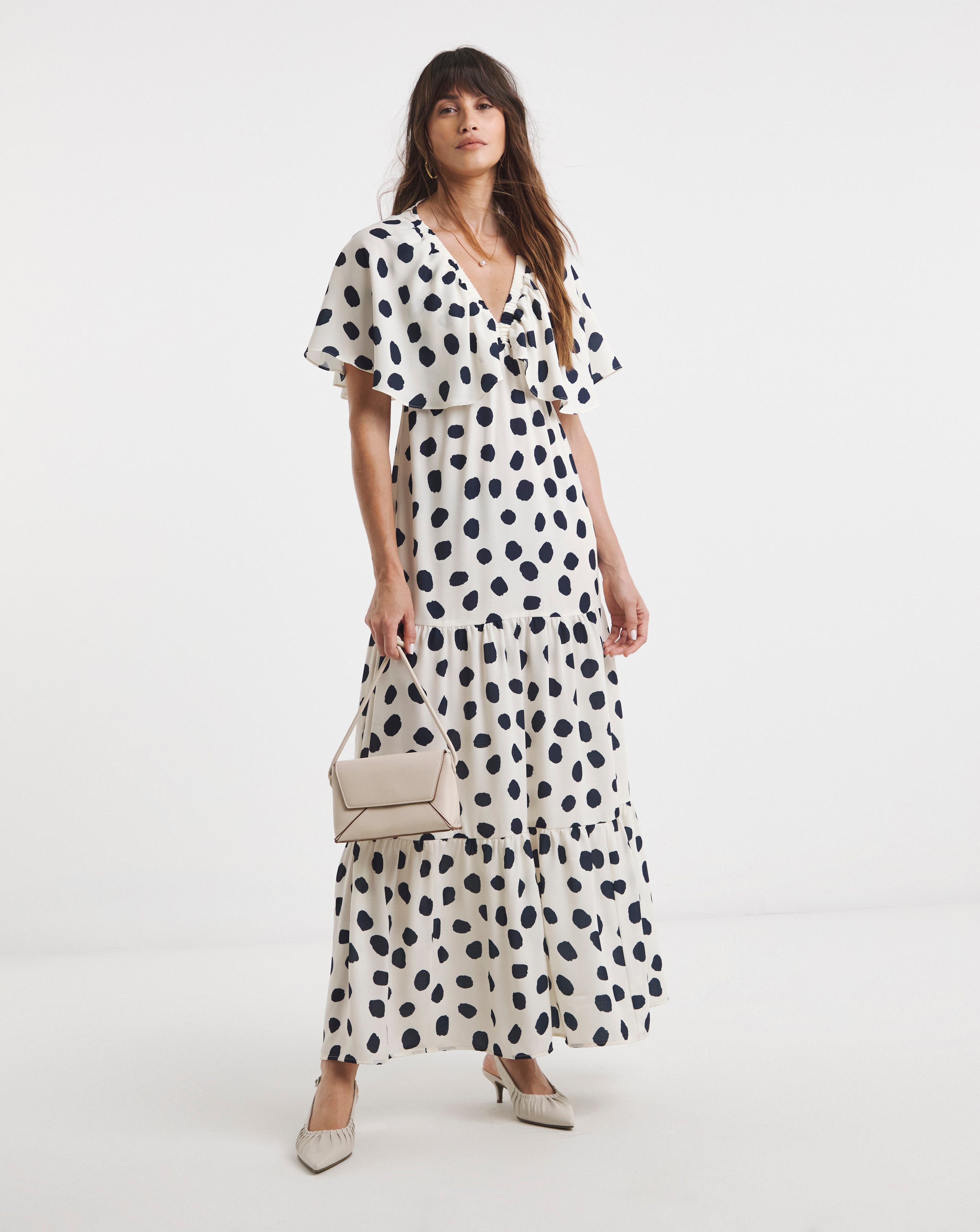 Cape Detail Maxi Dress