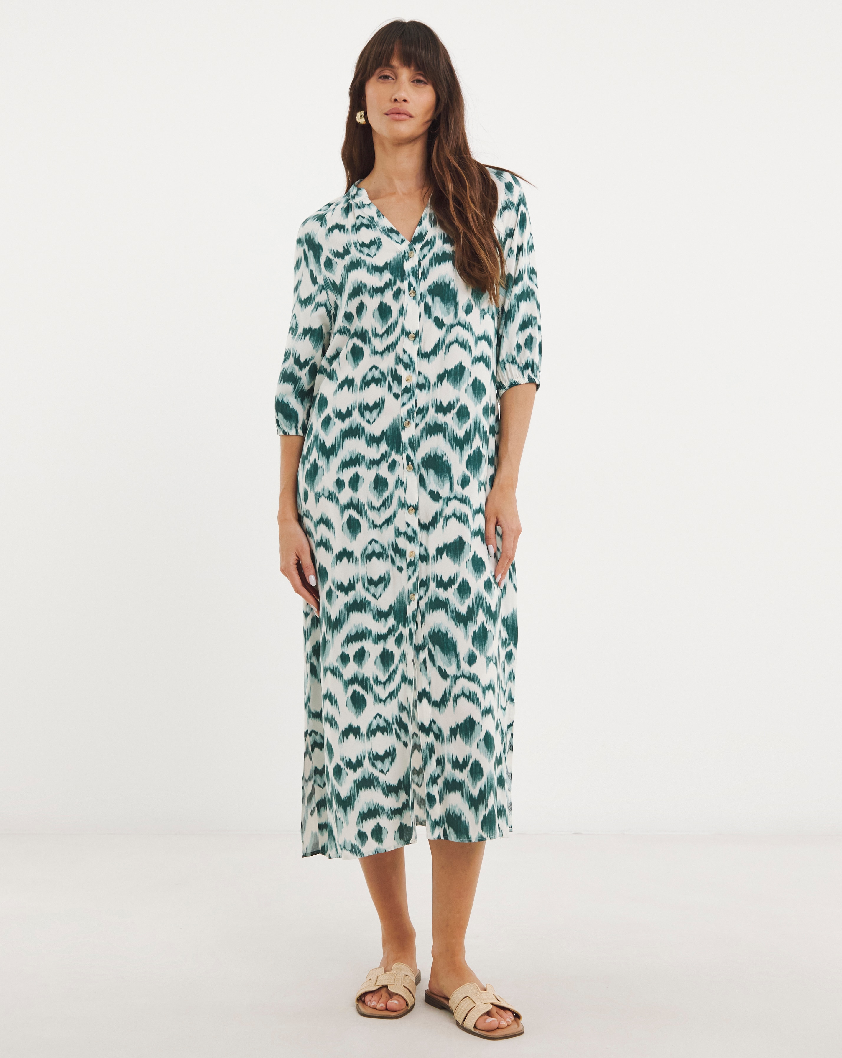 Button Through Kaftan Dress