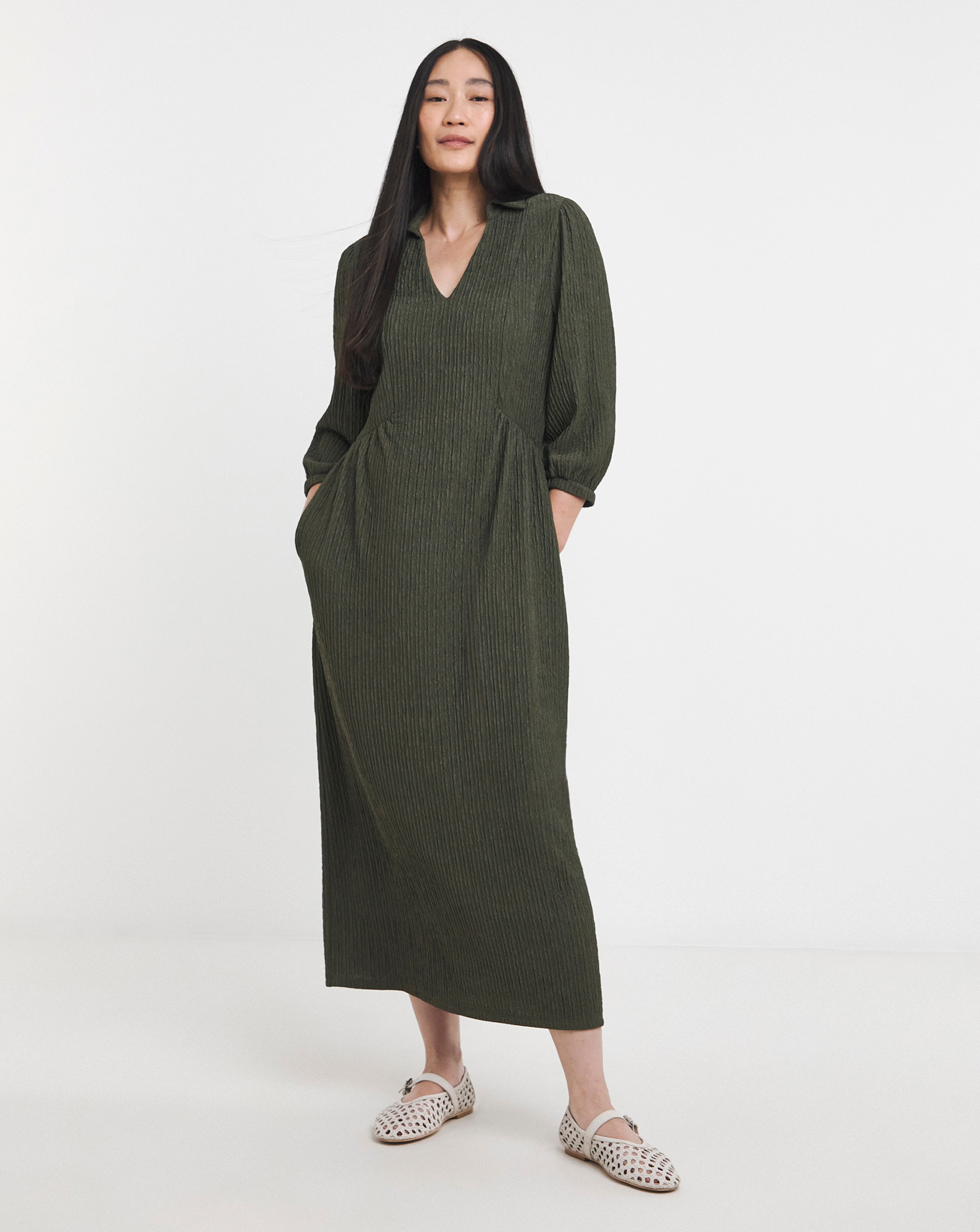 Textured Jersey Collared Dress