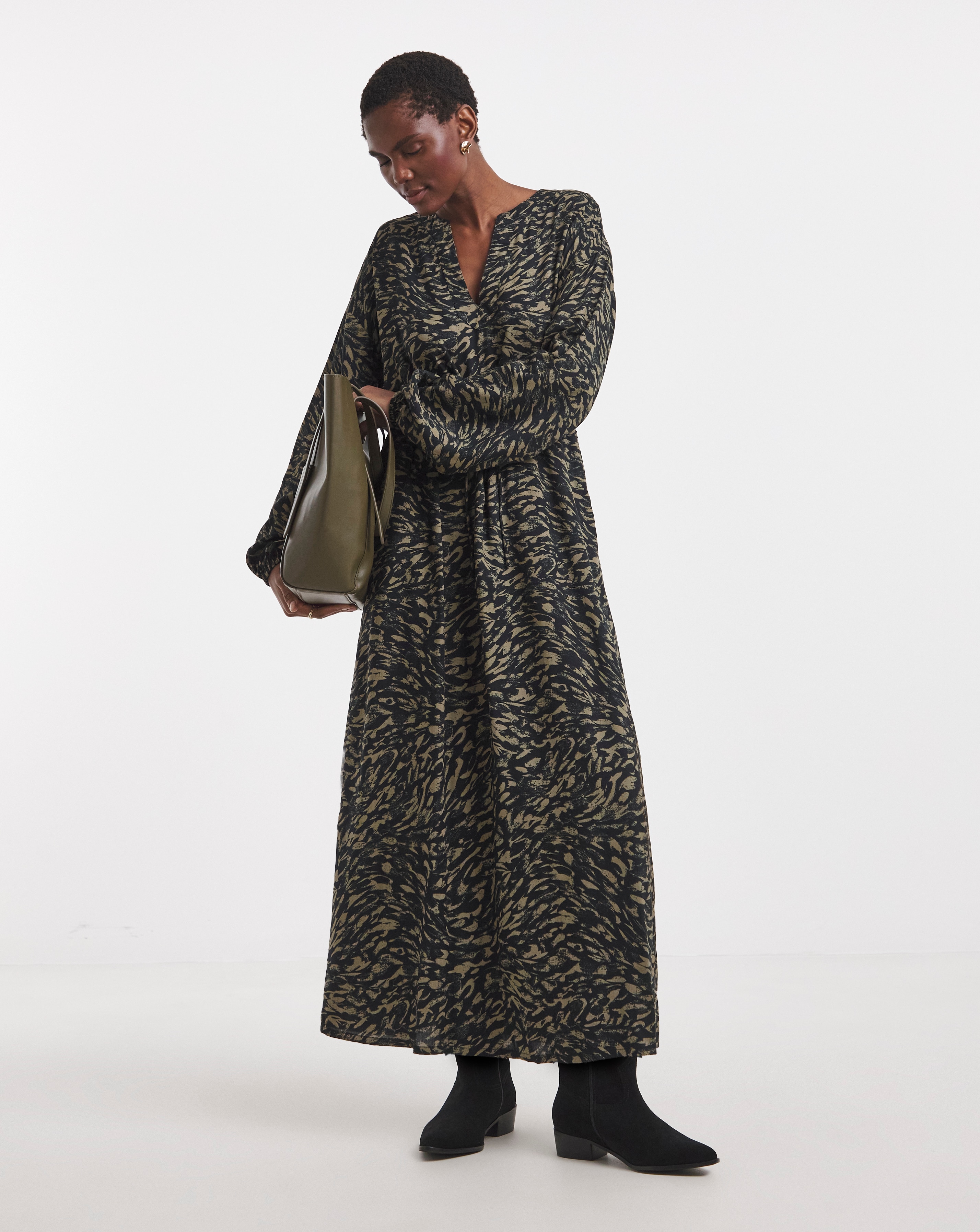 Long Sleeve Printed Maxi Dress