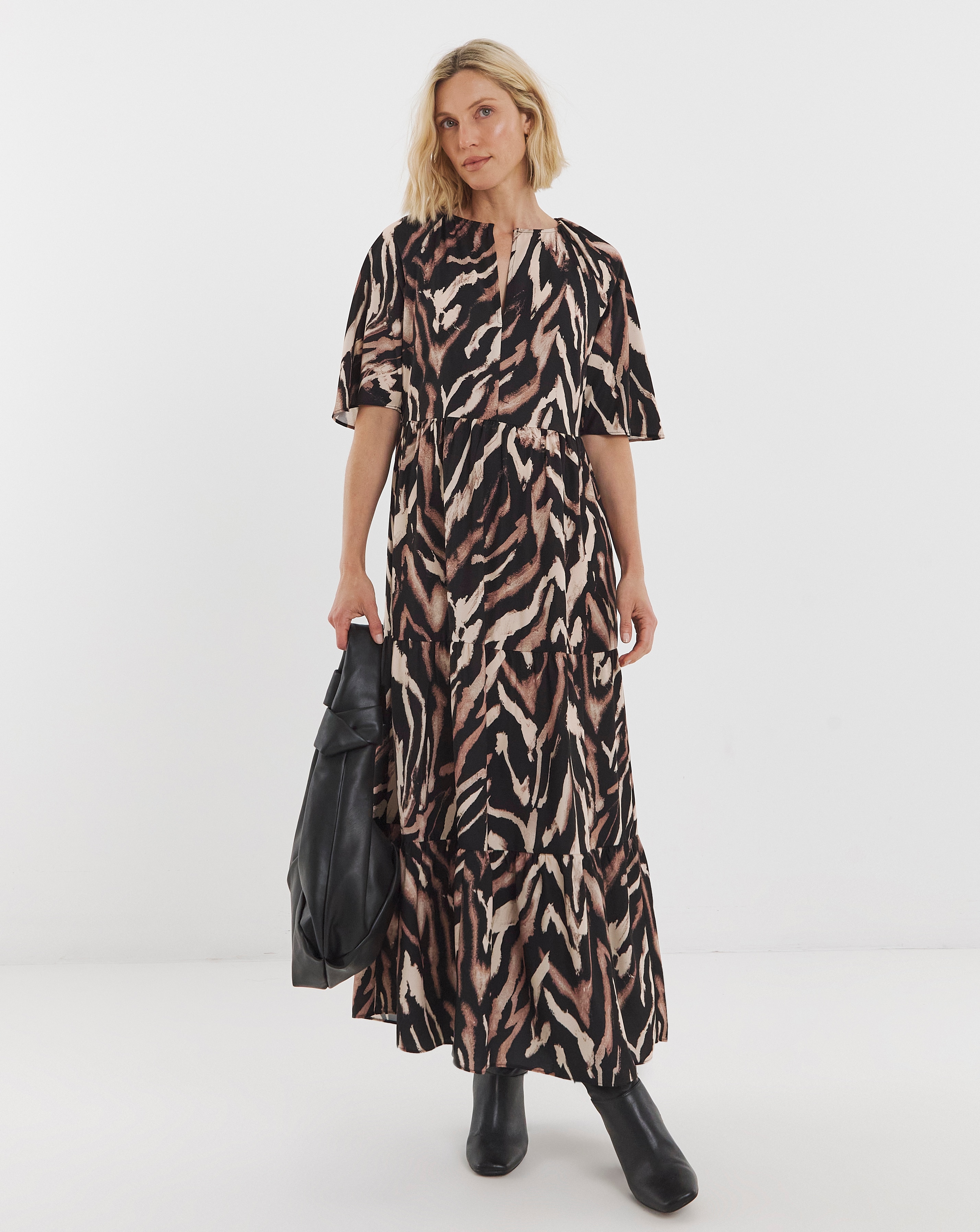 Half Sleeve Smock Maxi Dress