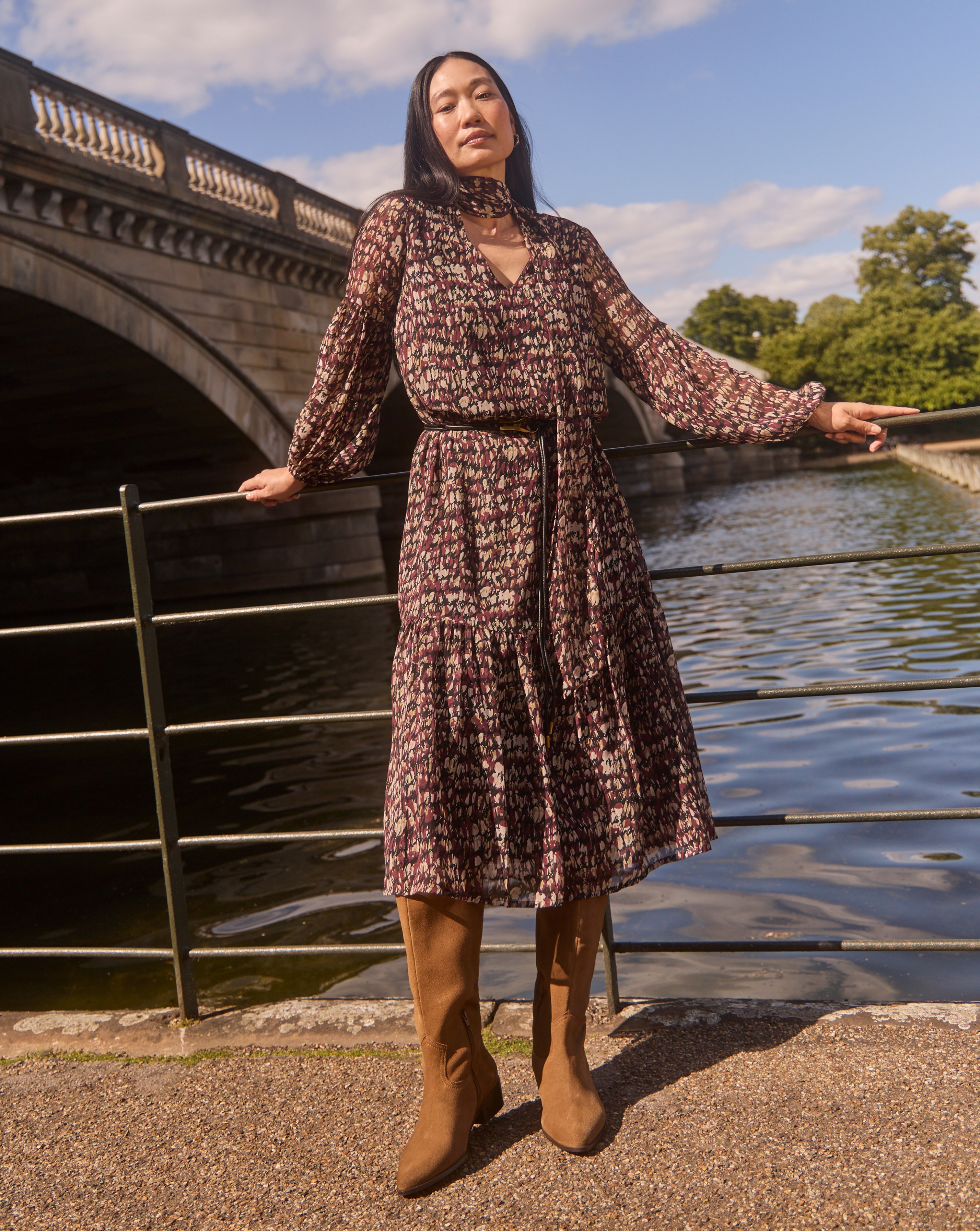 Tie Neck Georgette Maxi Dress