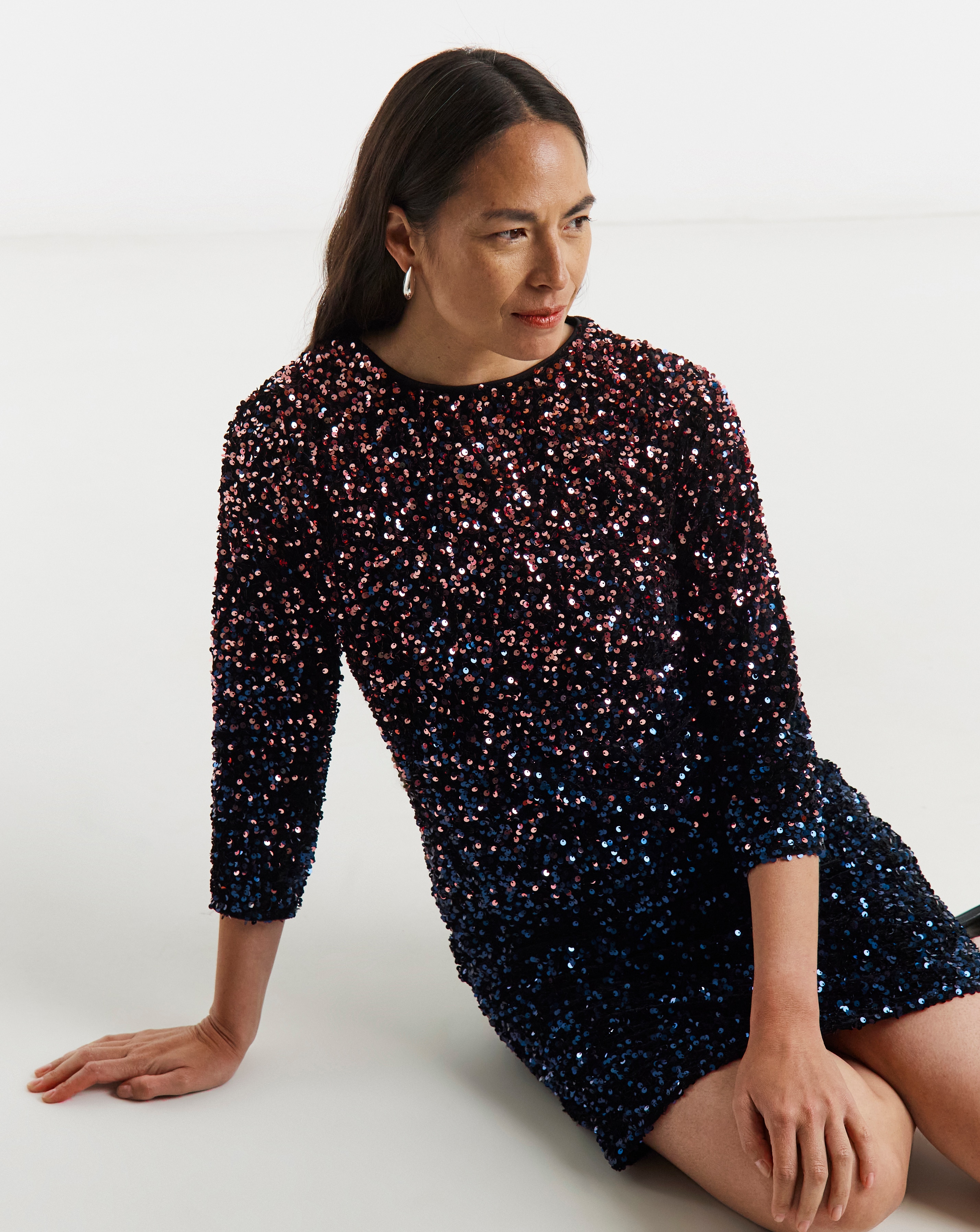 Ombre Sequin Shift Dress