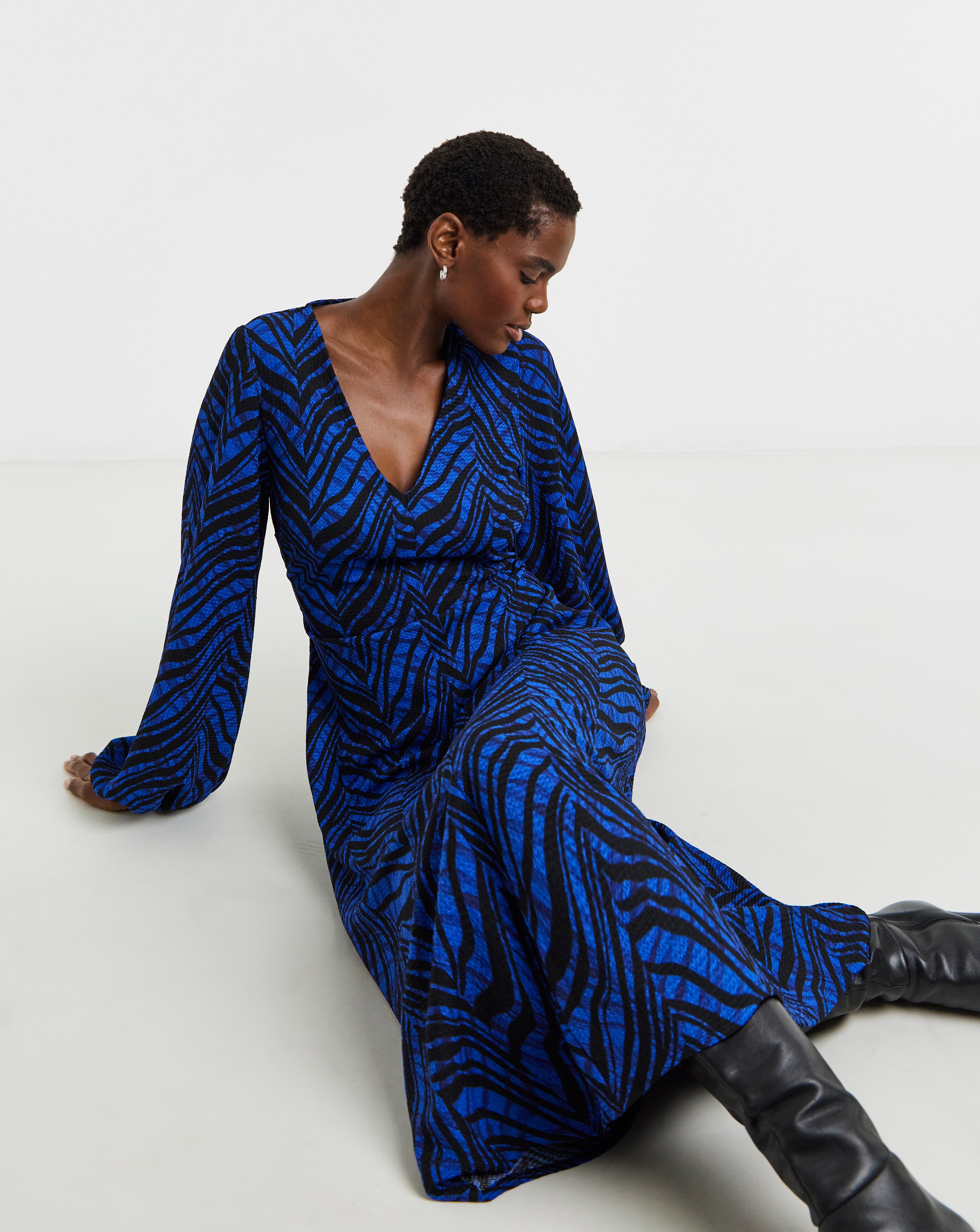 Long Sleeve Textured Jersey Dress