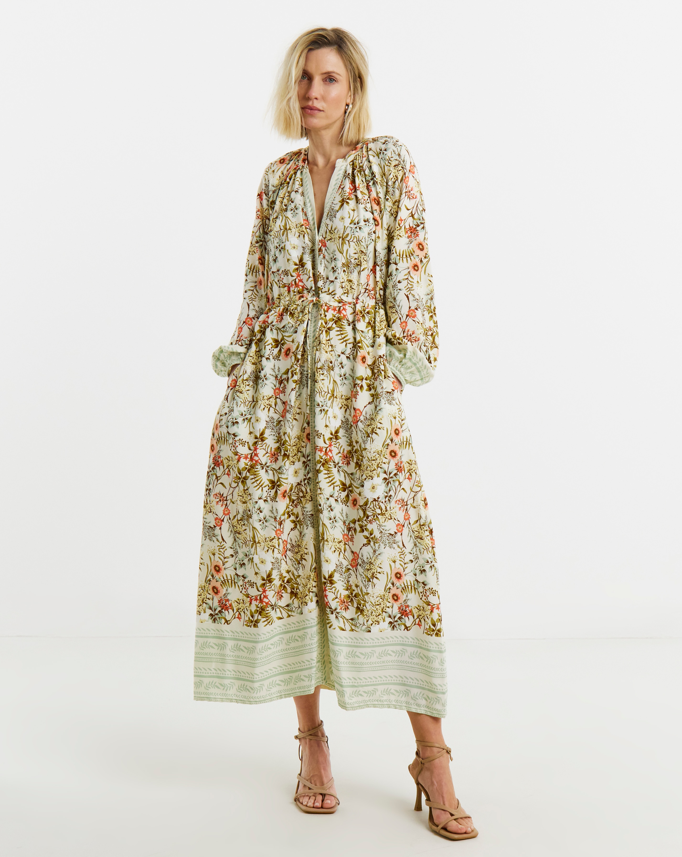 Border Print Spun Dress