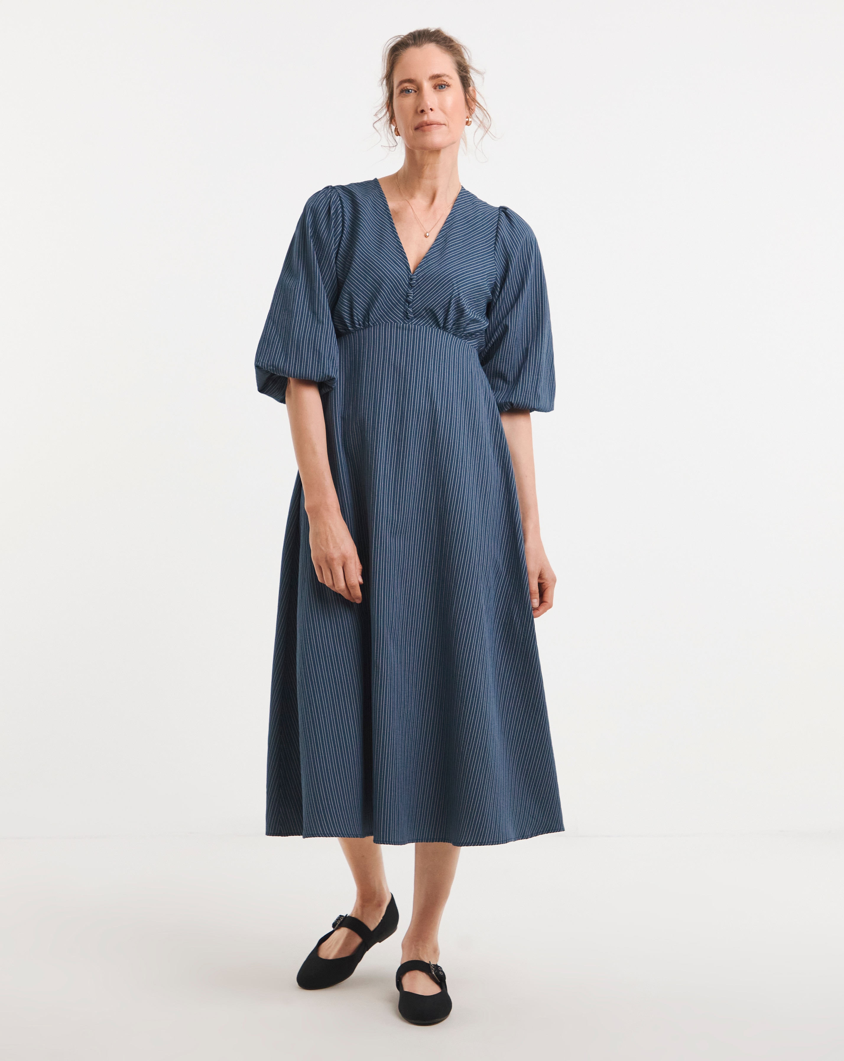 New In - Stripe Button Detail Tea Dress