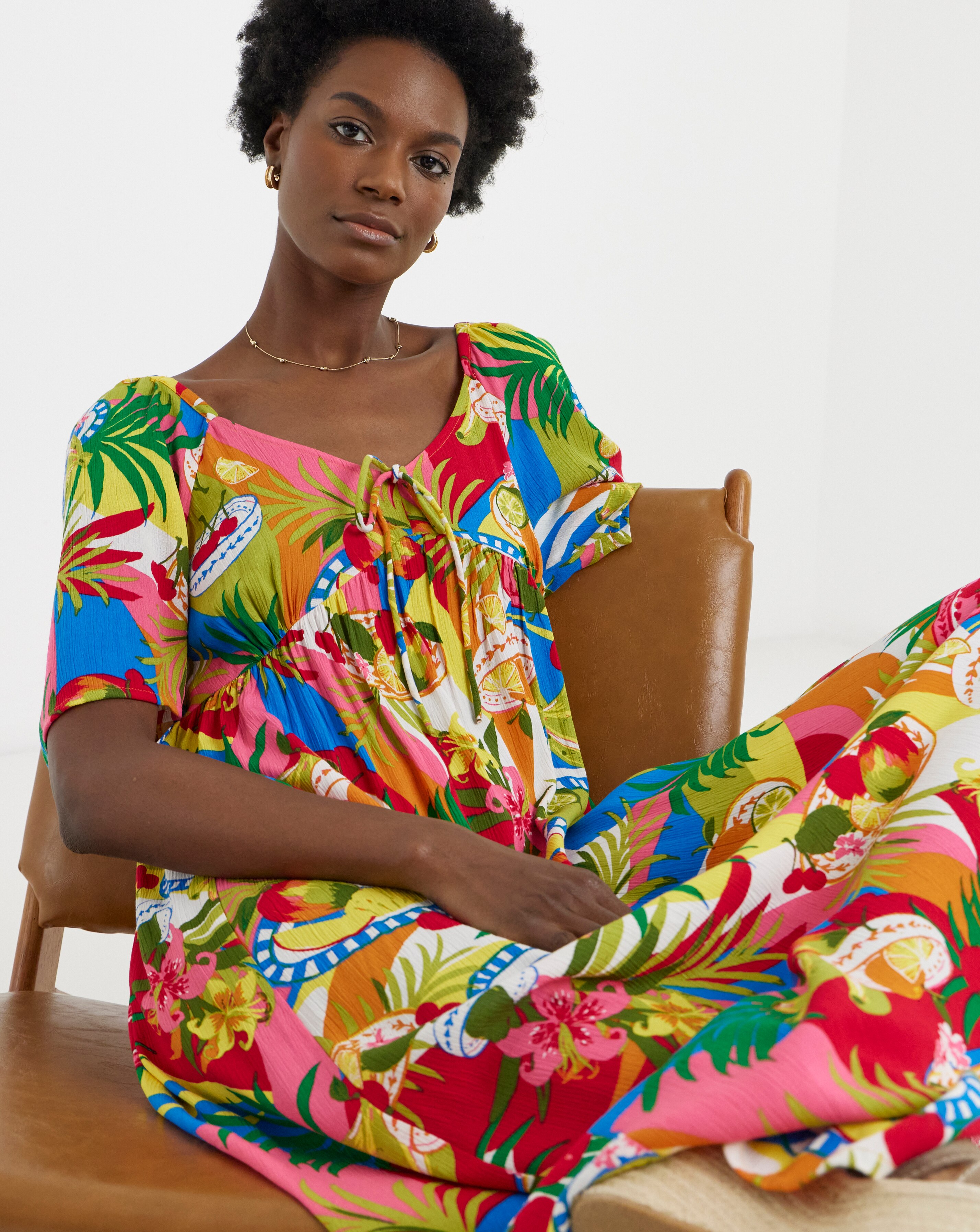 New In - Crinkle Tie Front Dress