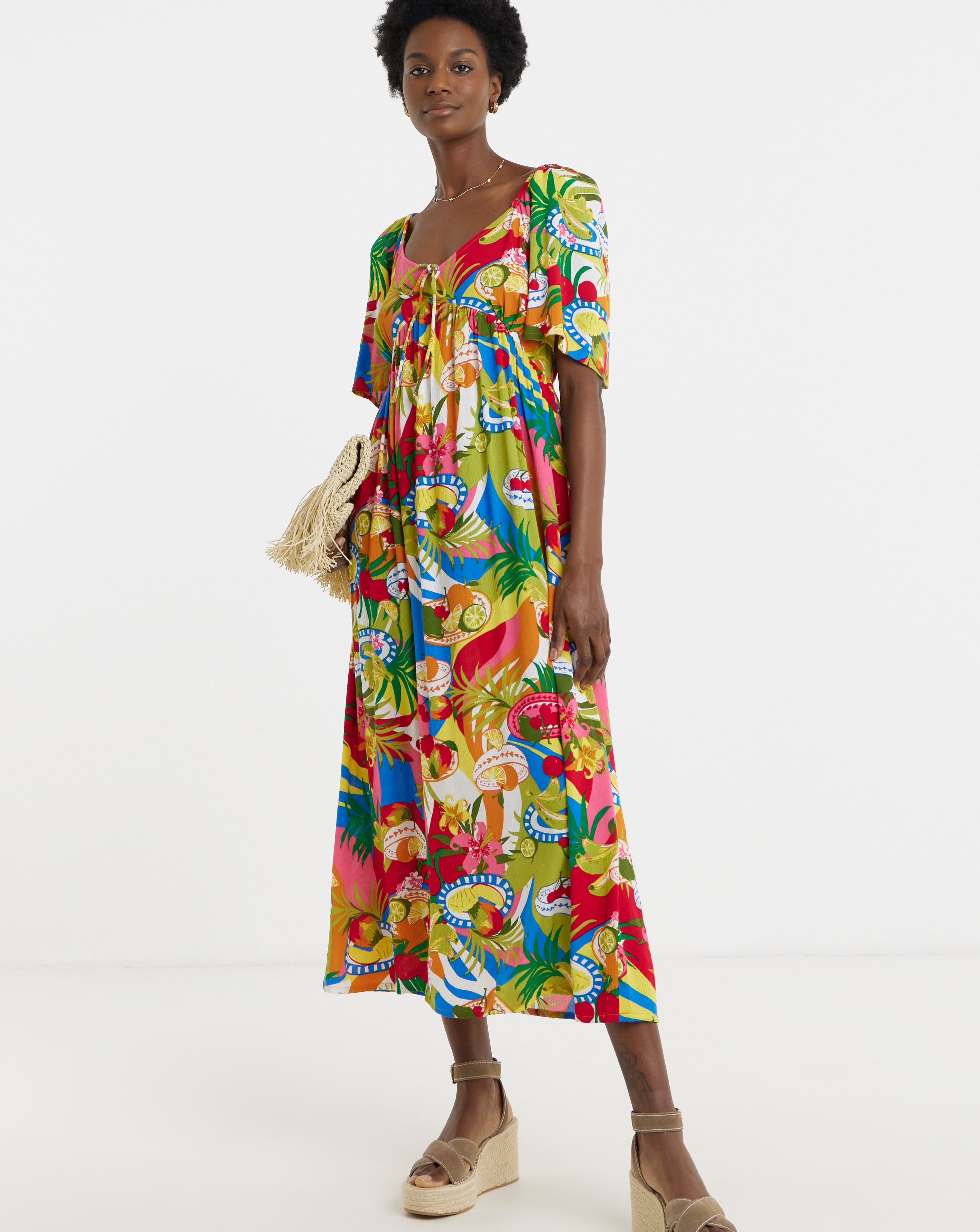 Crinkle Tie Front Dress