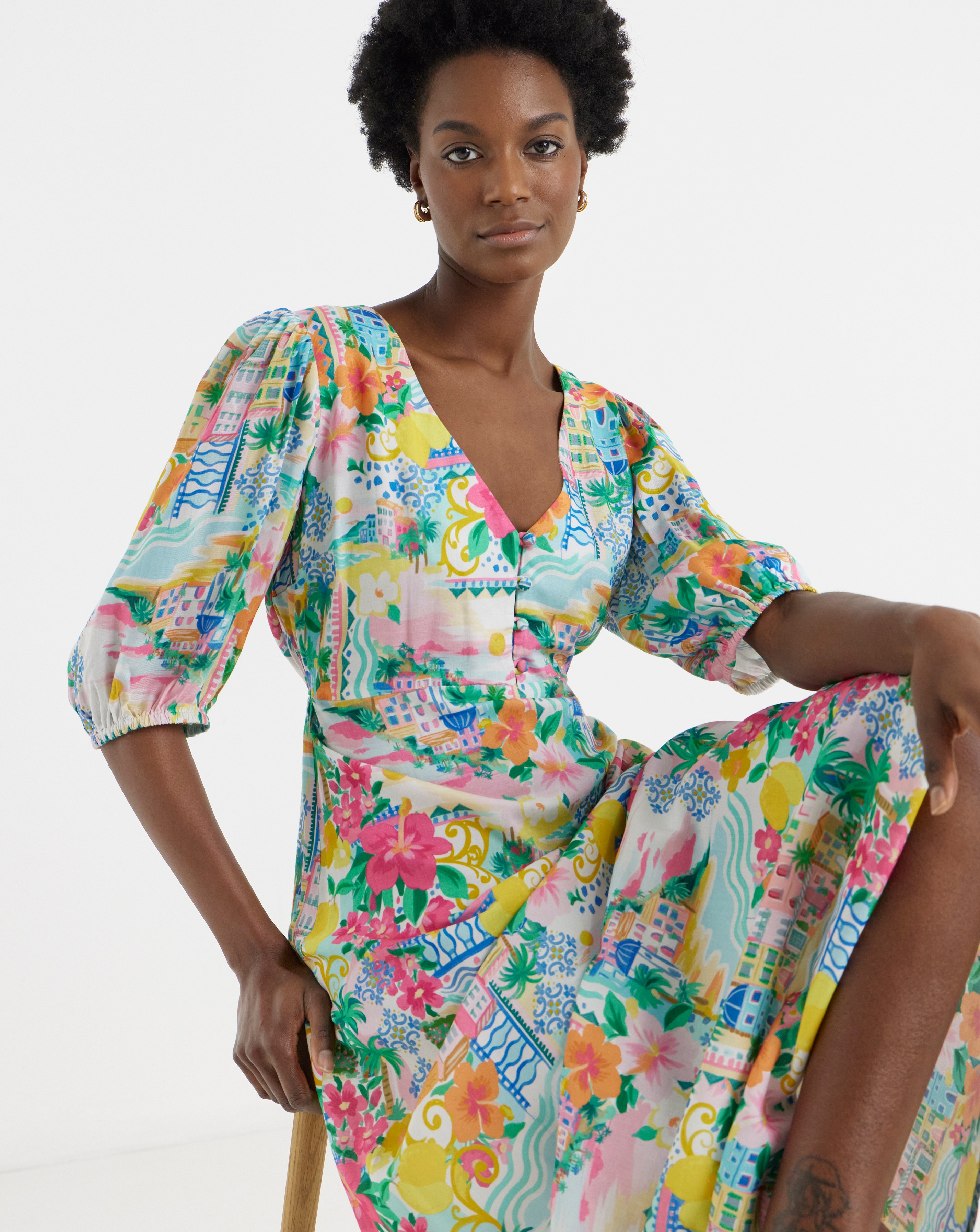 Printed Linen Tea Dress