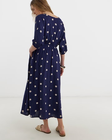 Gathered Front V Neck Kimono Dress
