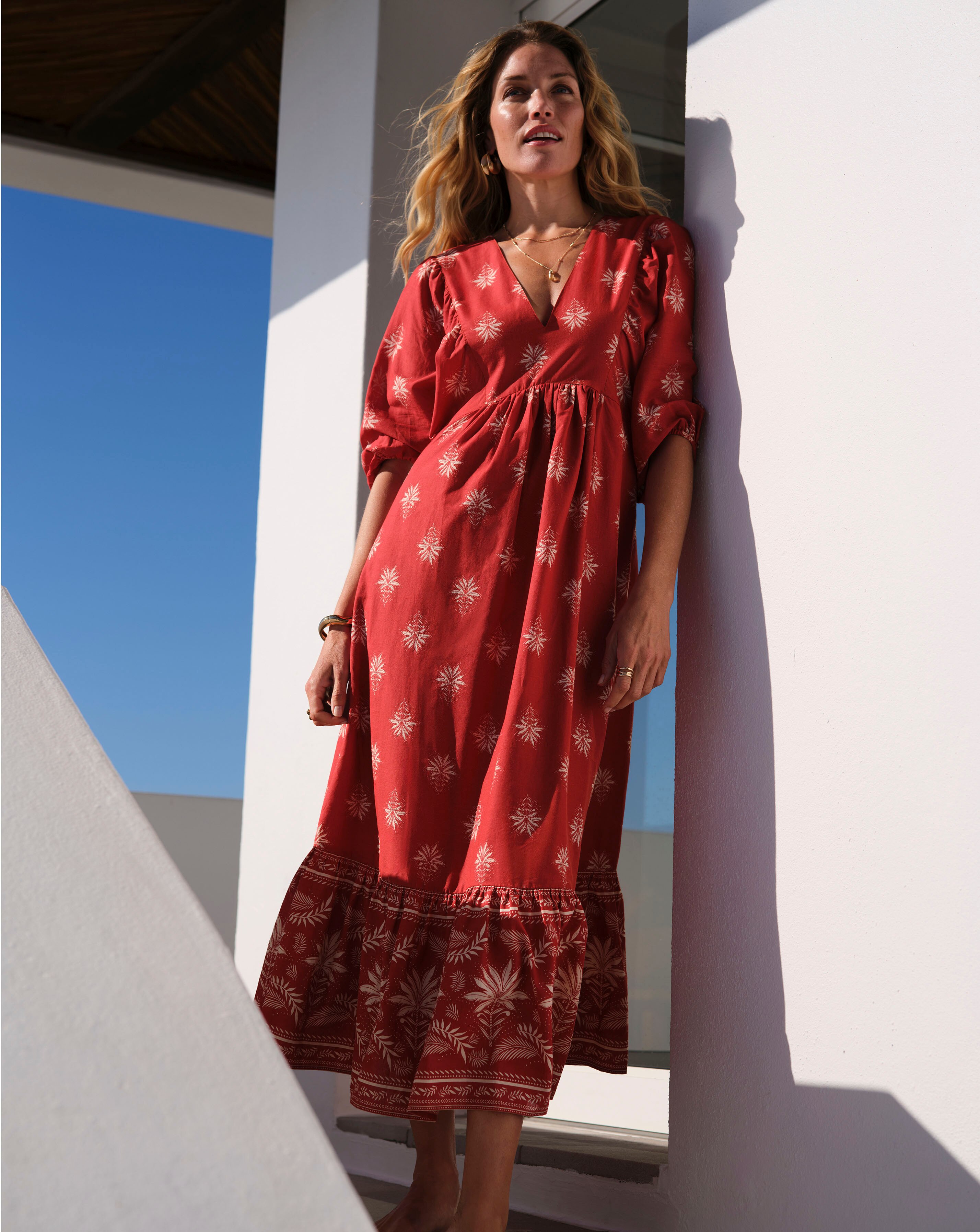 New In - Border Print Batwing Smock Dress