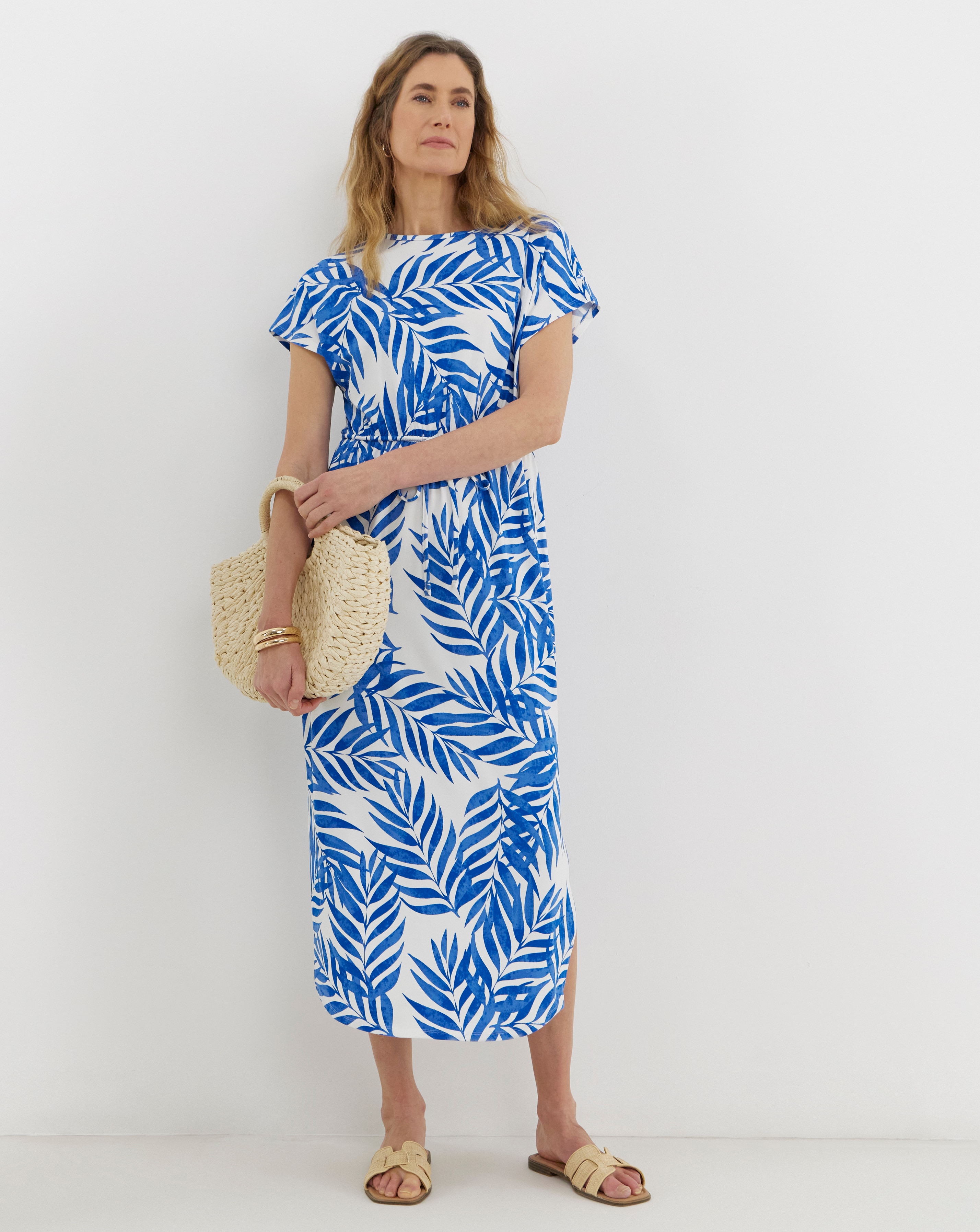 New In - Great Value Tie Waist Midi T-Shirt Dress