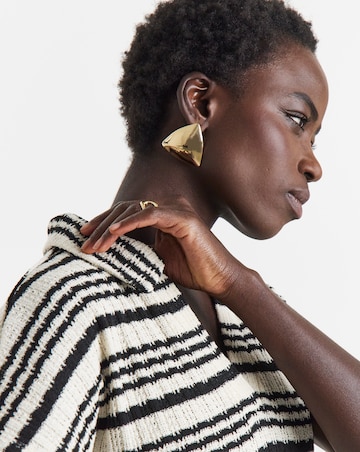 Stripe Crochet Collared T-Shirt Dress