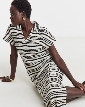 Stripe Crochet Collared T-Shirt Dress