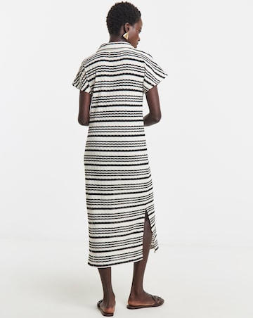 Stripe Crochet Collared T-Shirt Dress