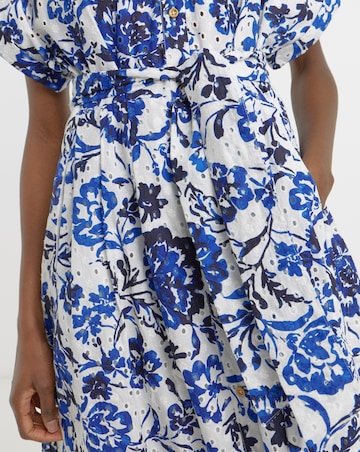 Printed Broderie Shirt Dress