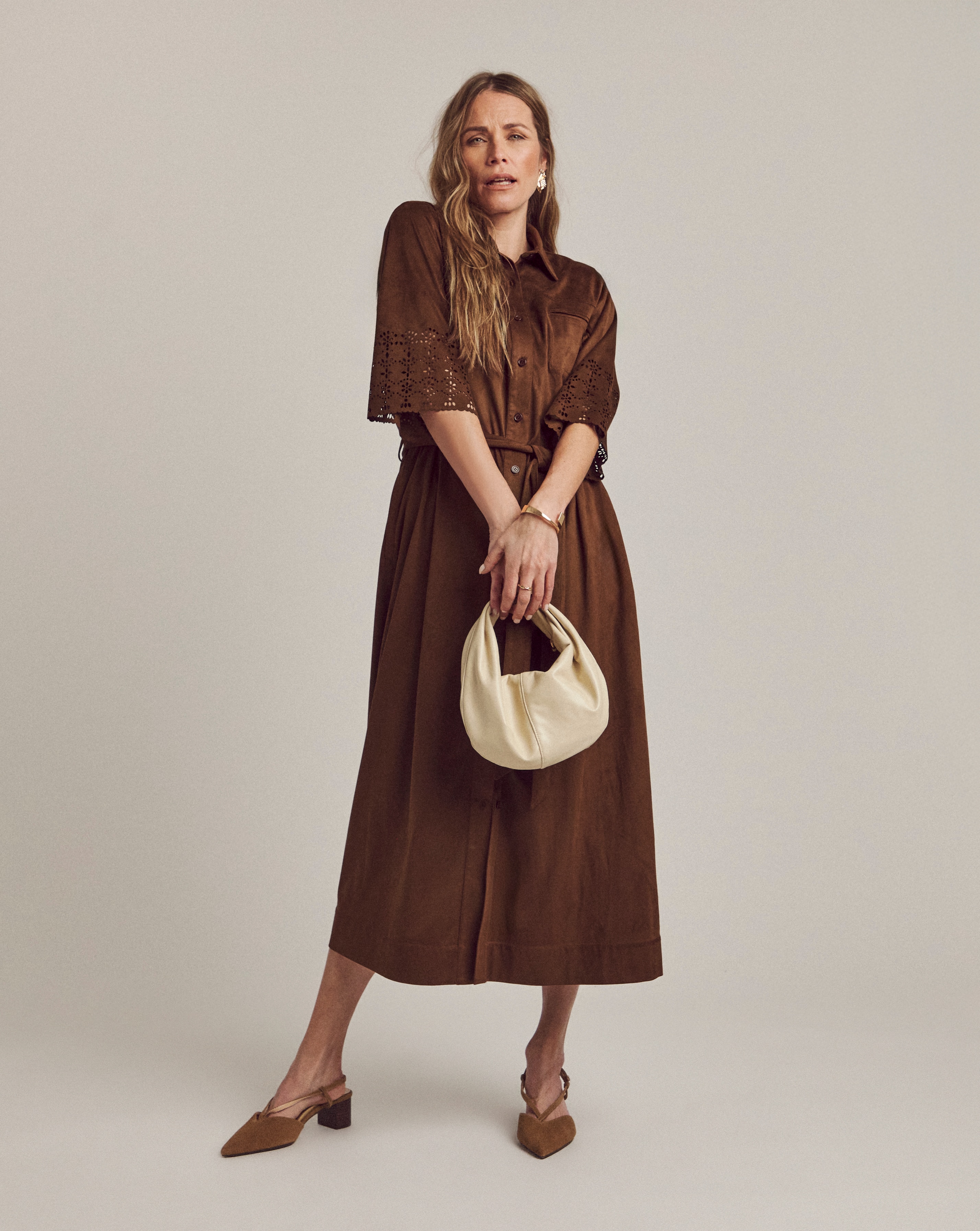 New In - Anthology Faux Suede Cutwork Shirt Dress